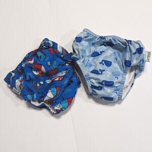 Swim Diapers Swim Baby Green Sprouts Set of 2 Baby Size 12m Blue Whale